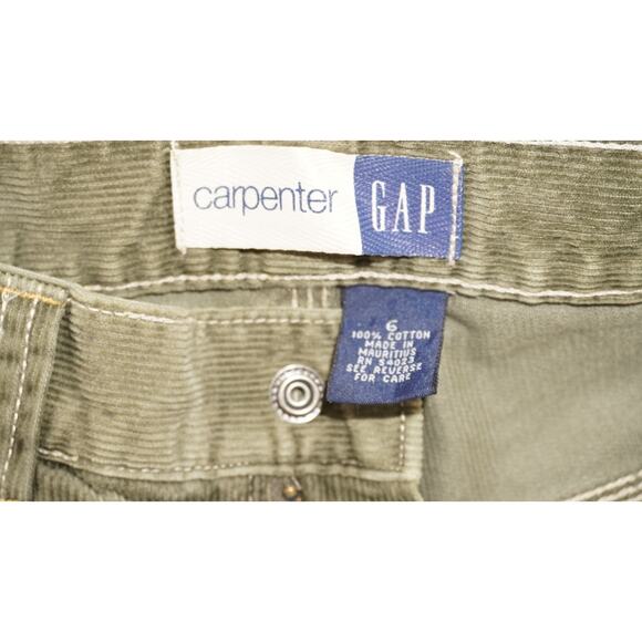 Vintage GAP Carpenter Corduroy Work Pants Olive Green Y2K Utility Style - Picture 9 of 10